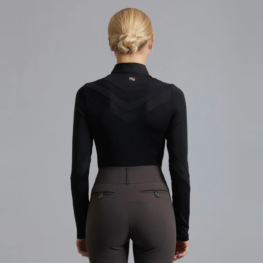 Premier Equine Arclos Ladies Technical Long Sleeve Riding Top - Black
