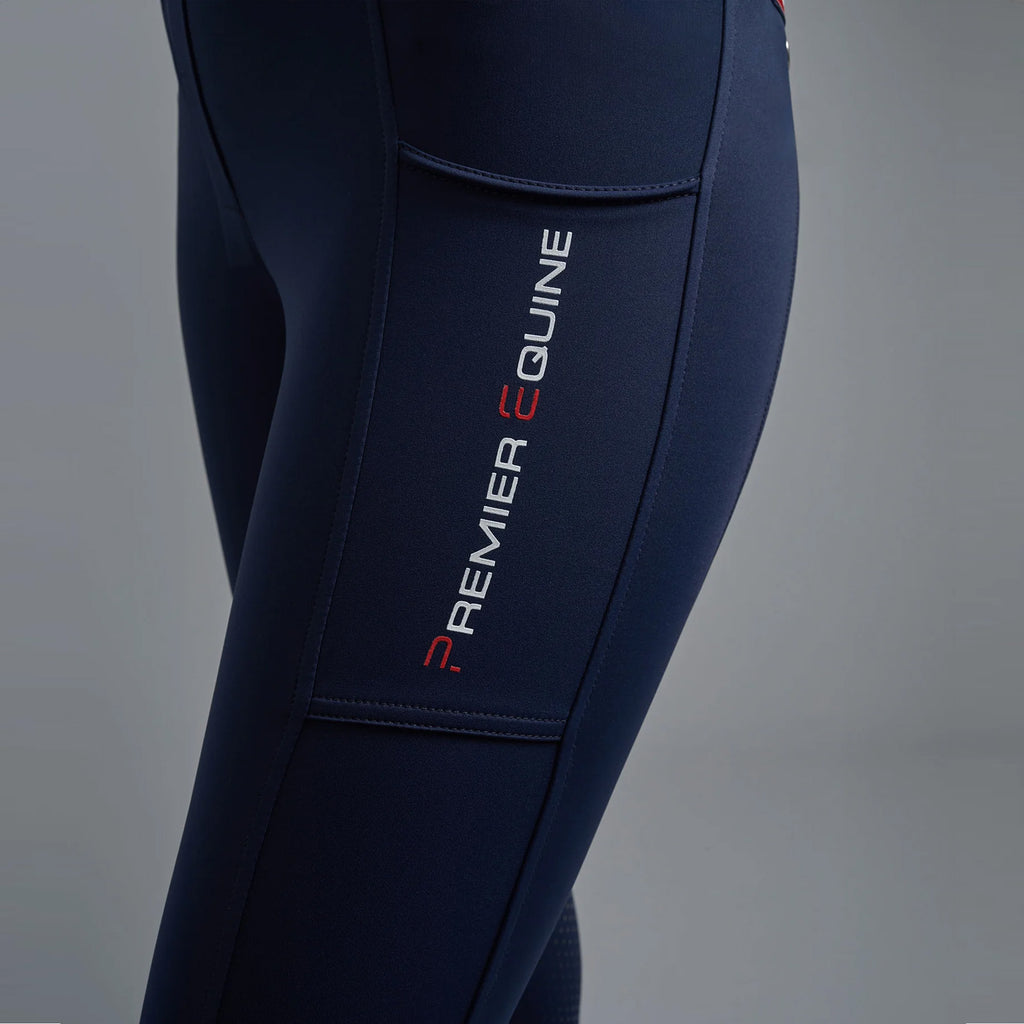 Premier Equine Mirillo Ladies Full Seat Gel Riding Tights - Navy