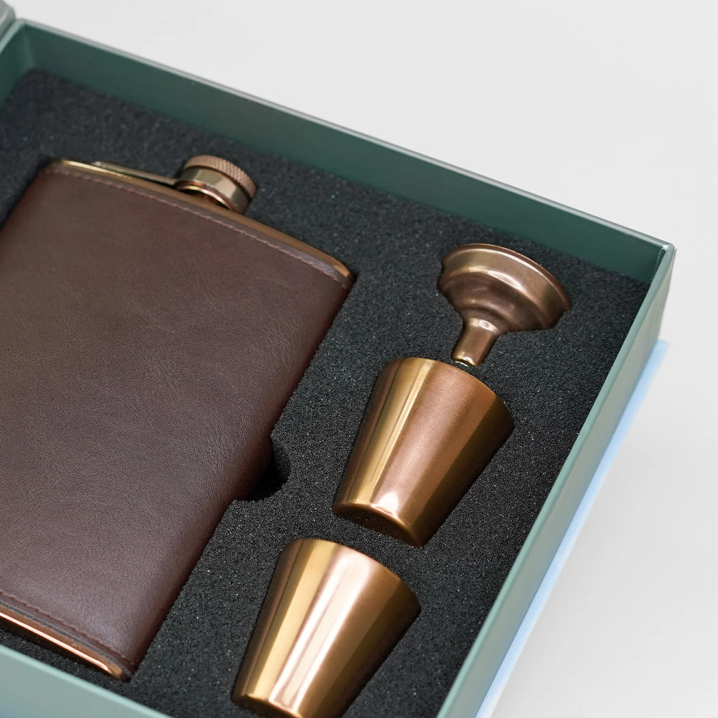 Sophos Four Piece Copper Hip Flask Set