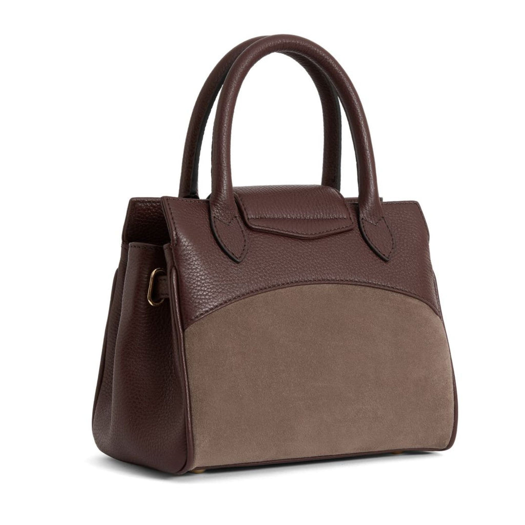Fairfax & Favor Stockist Exclusive Mini Windsor Handbag - Port and Deep Taupe Suede