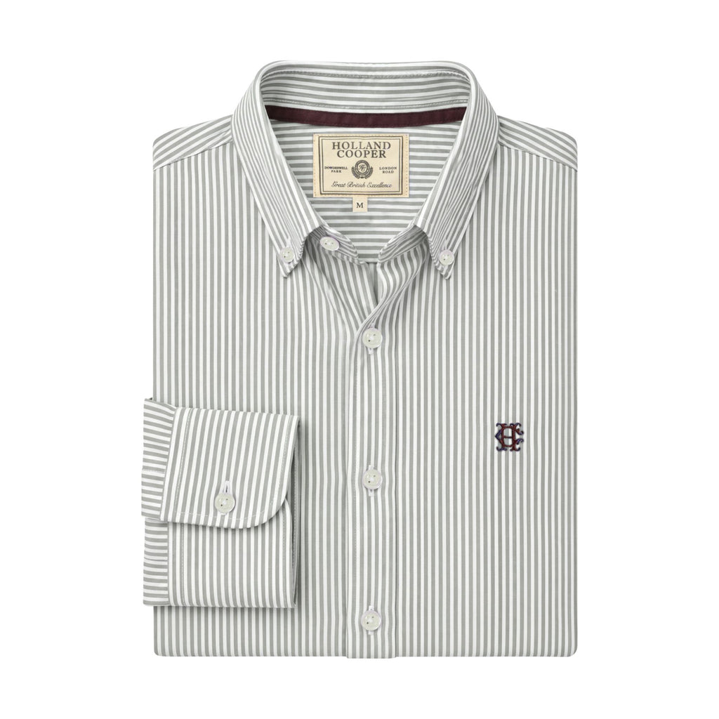 Holland Cooper Mens Oxford Shirt - Olive Stripe