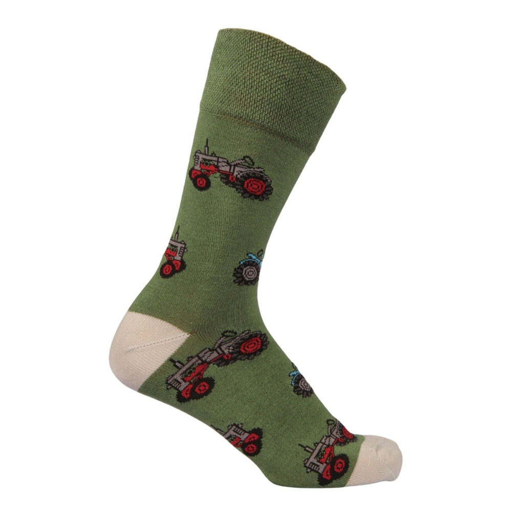 Bartleby Mens Bamboo Comfort Top Socks - Retro Tractor