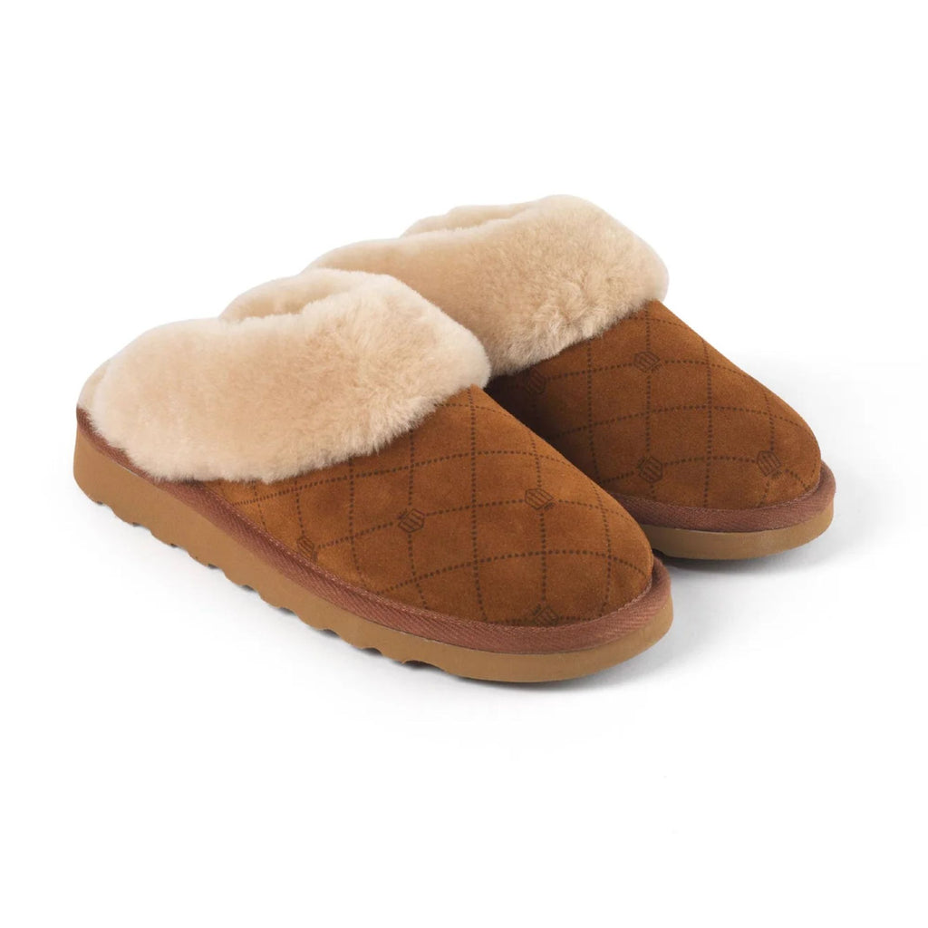 Fairfax & Favour Ladies Glencoe Mule Slipper - Printed Tan Suede
