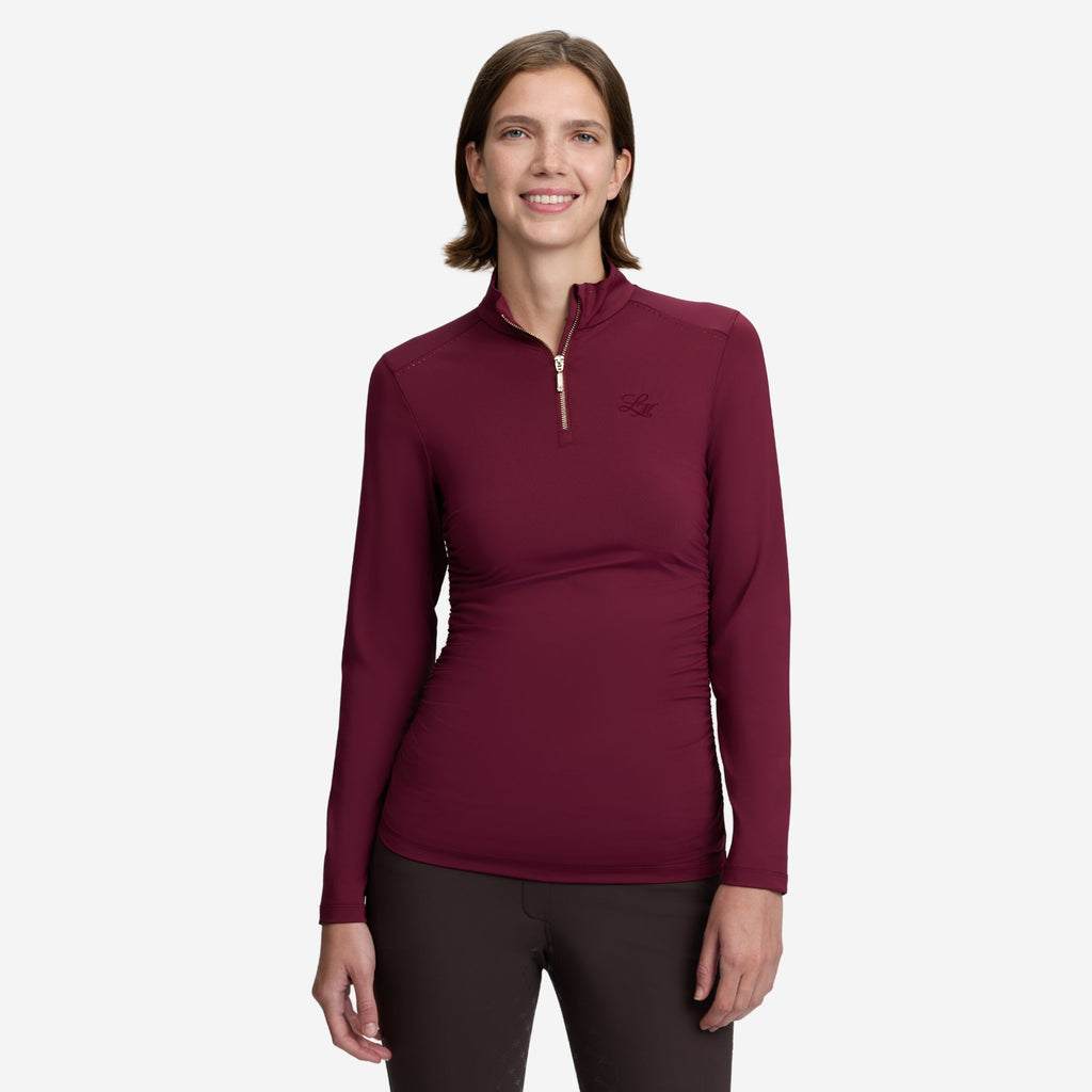 LeMieux Ladies Lustre Ruched Base Layer - Garnet