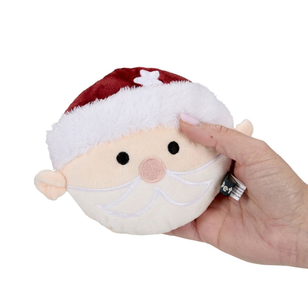 Petface Squeaky Santa Face Plush Christmas Dog Toy