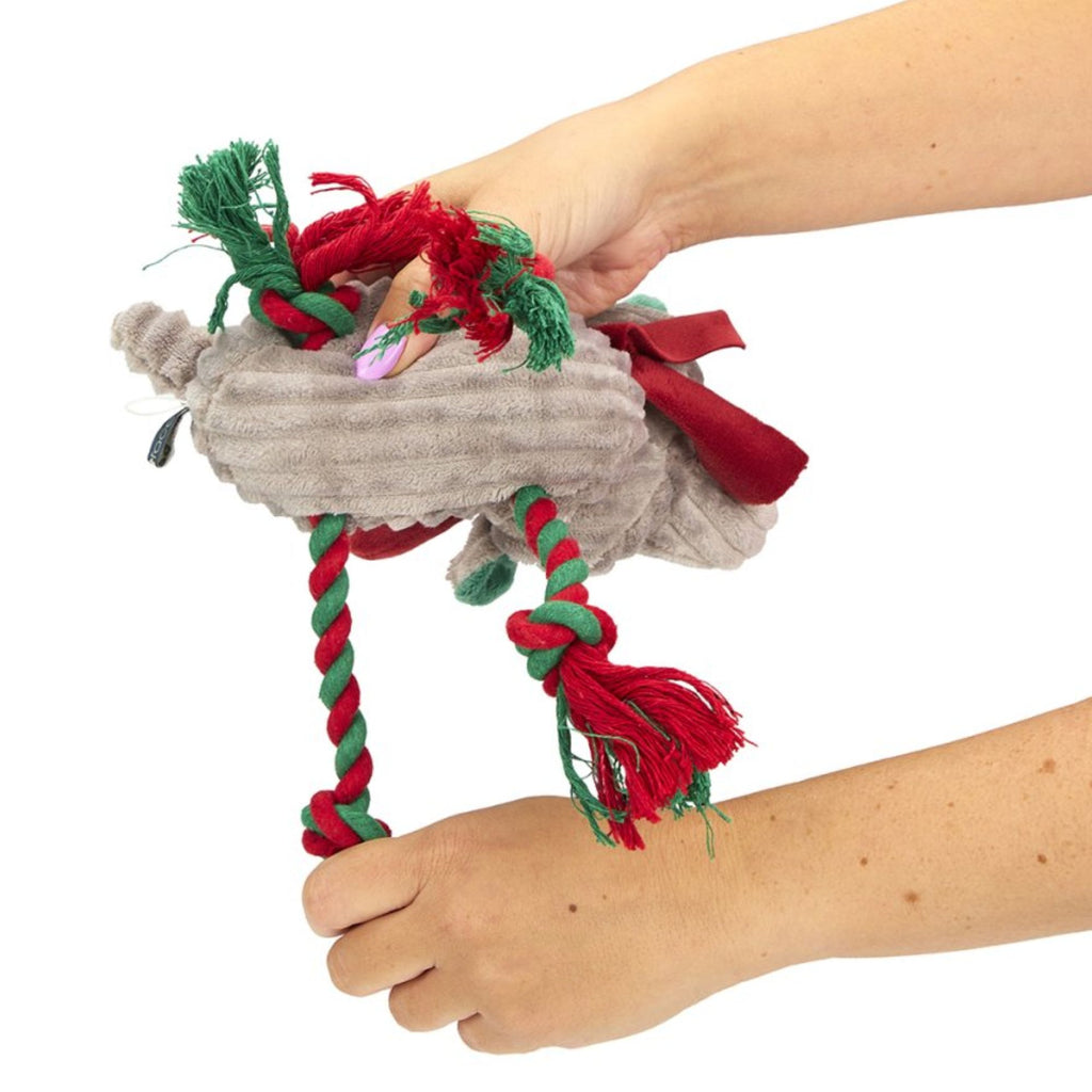 Petface Roger Rope Legs Reindeer with Scarf Plush Christmas Dog Toy