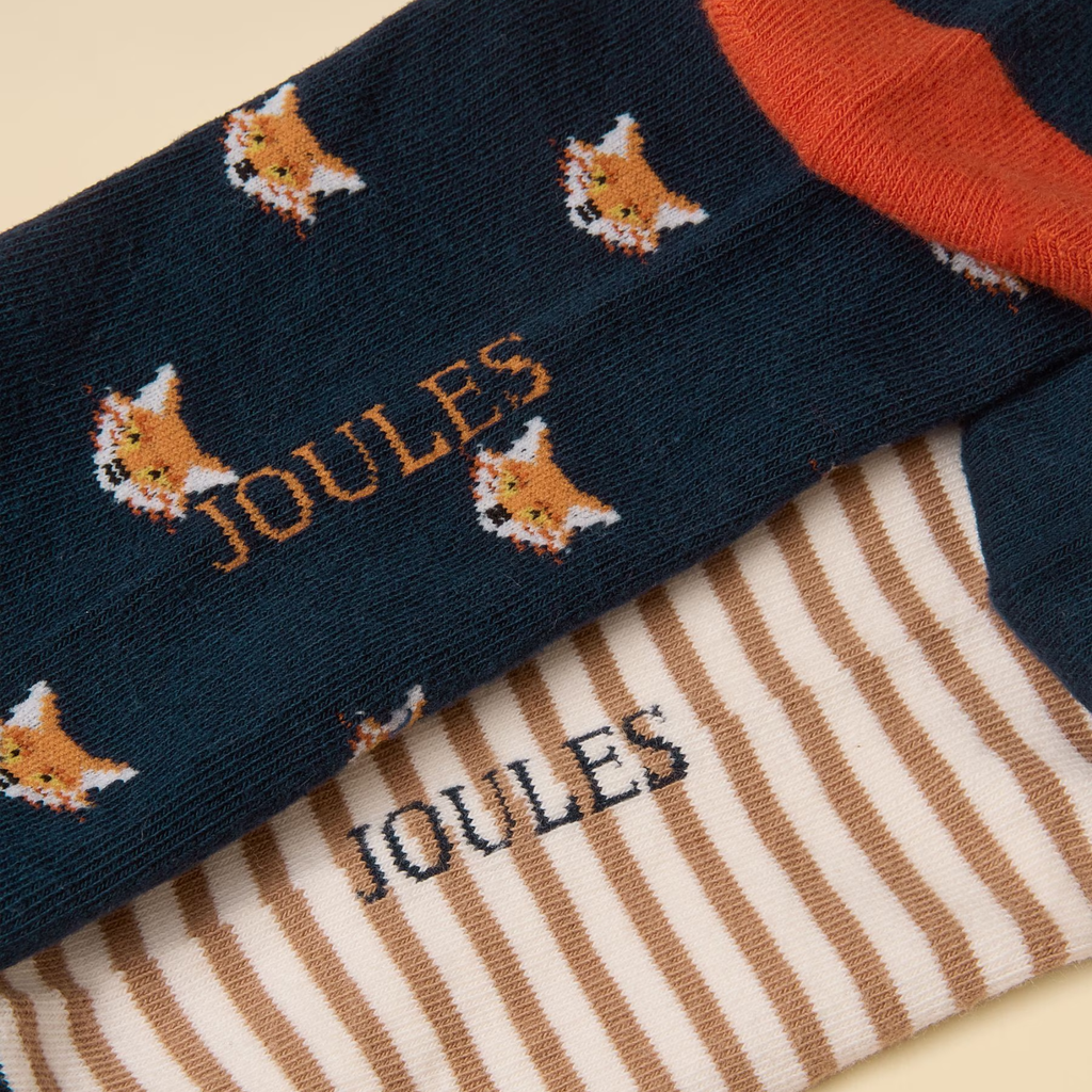 Joules Mens Kinsbury Socks - Tan/Navy Fox