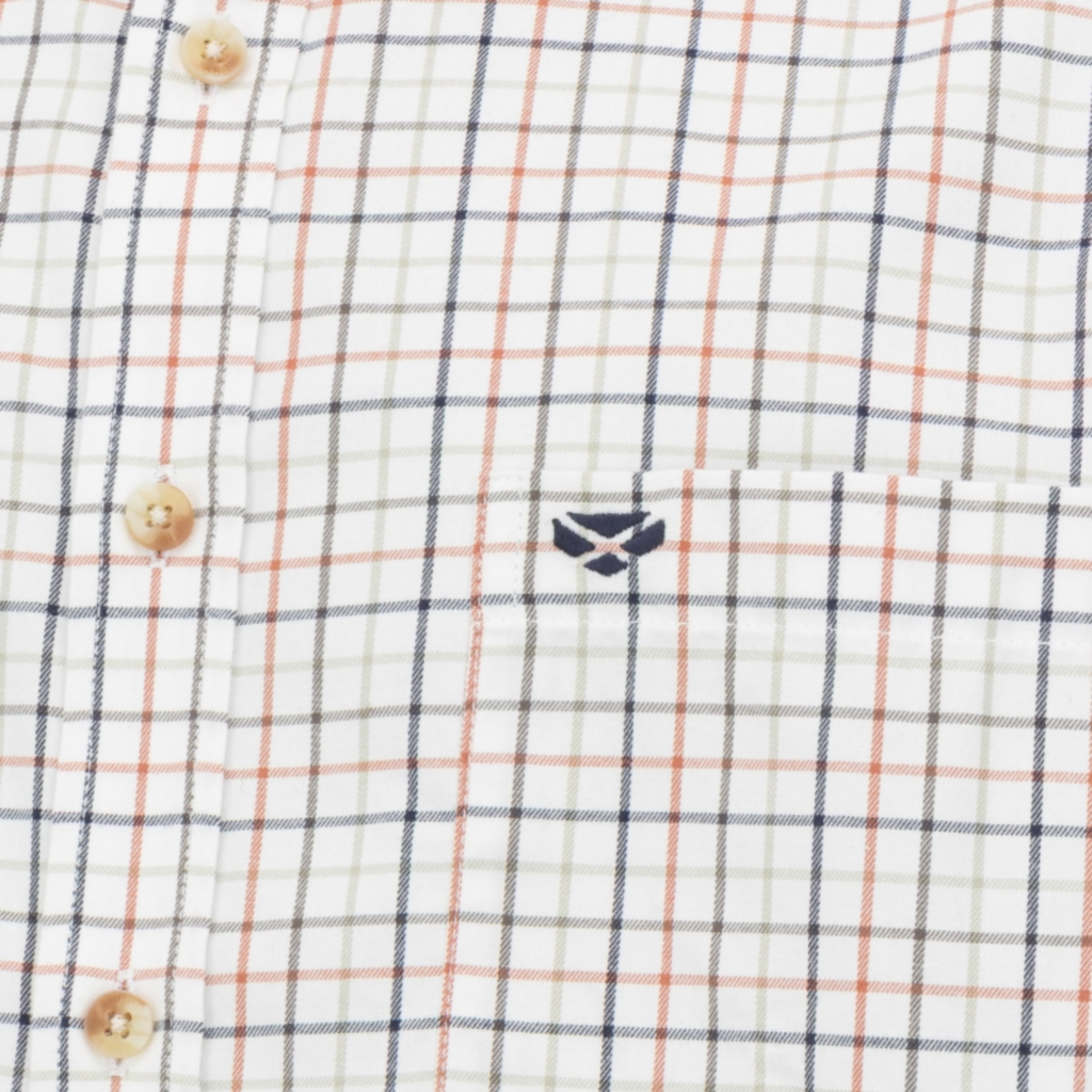 Hoggs of Fife Mens Inverness Cotton Tattersall Shirt - Navy/Rust Check