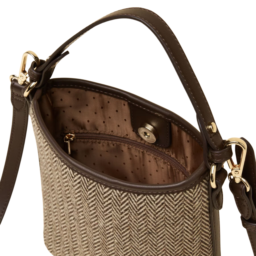Joules Bucket Bag - Neutral Herringbone