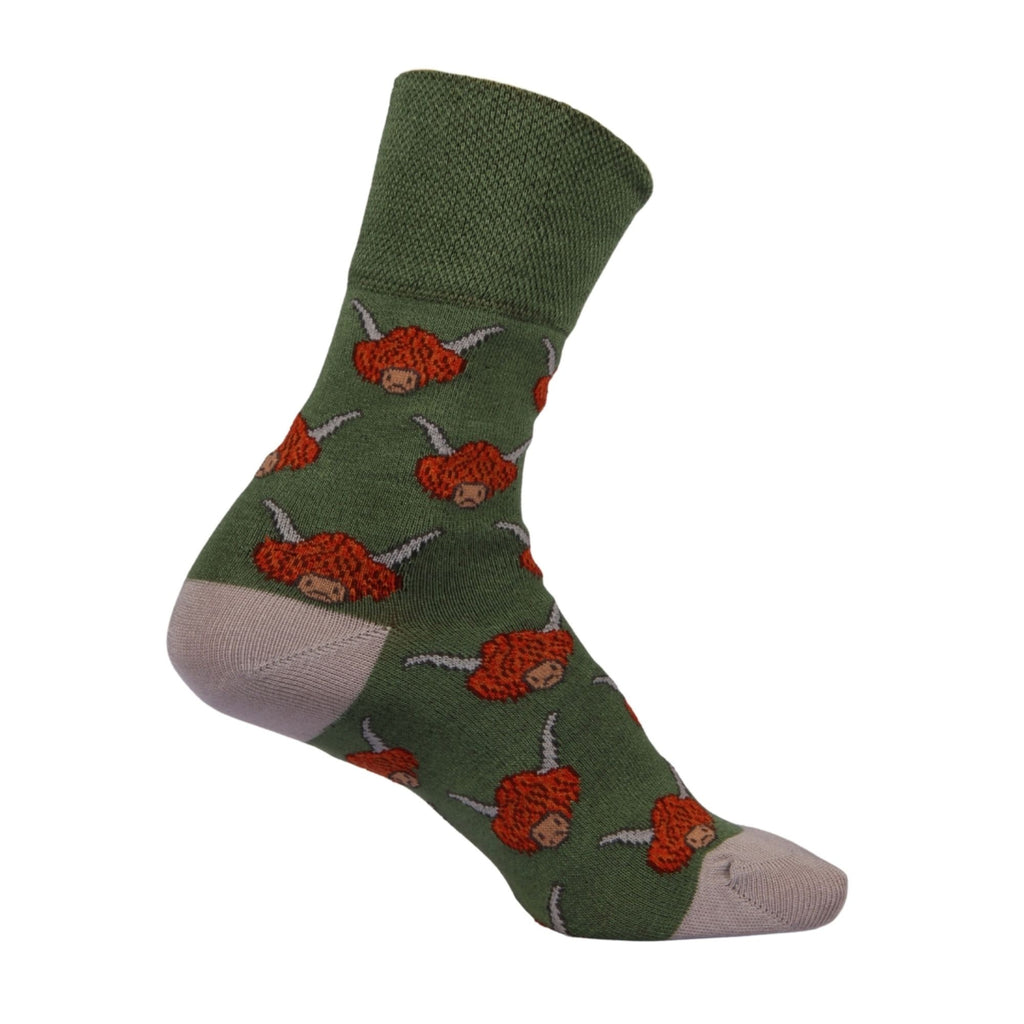 Bartleby Ladies Bamboo Comfort Top Socks - Highland Cow