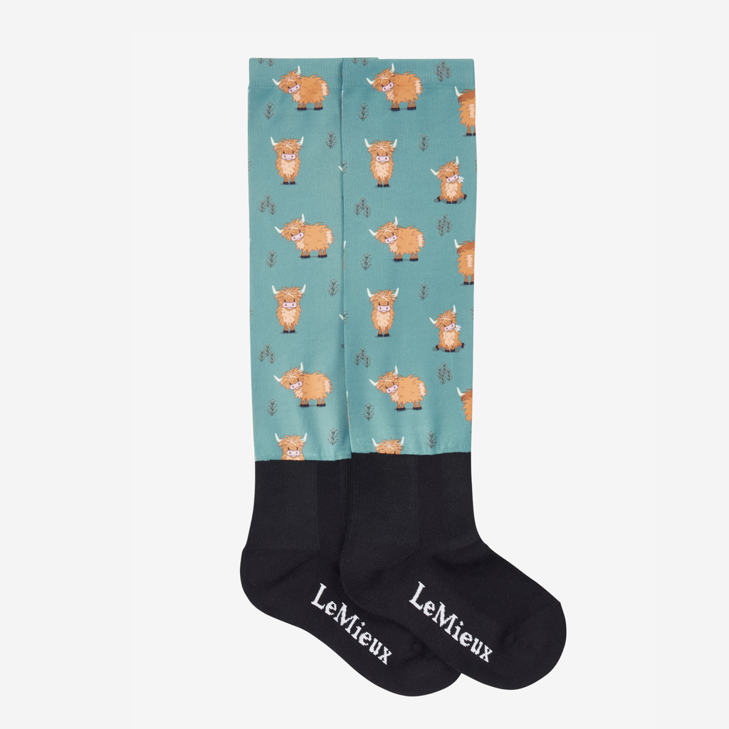 LeMieux Footsie Socks - Highland Cow/Aloe