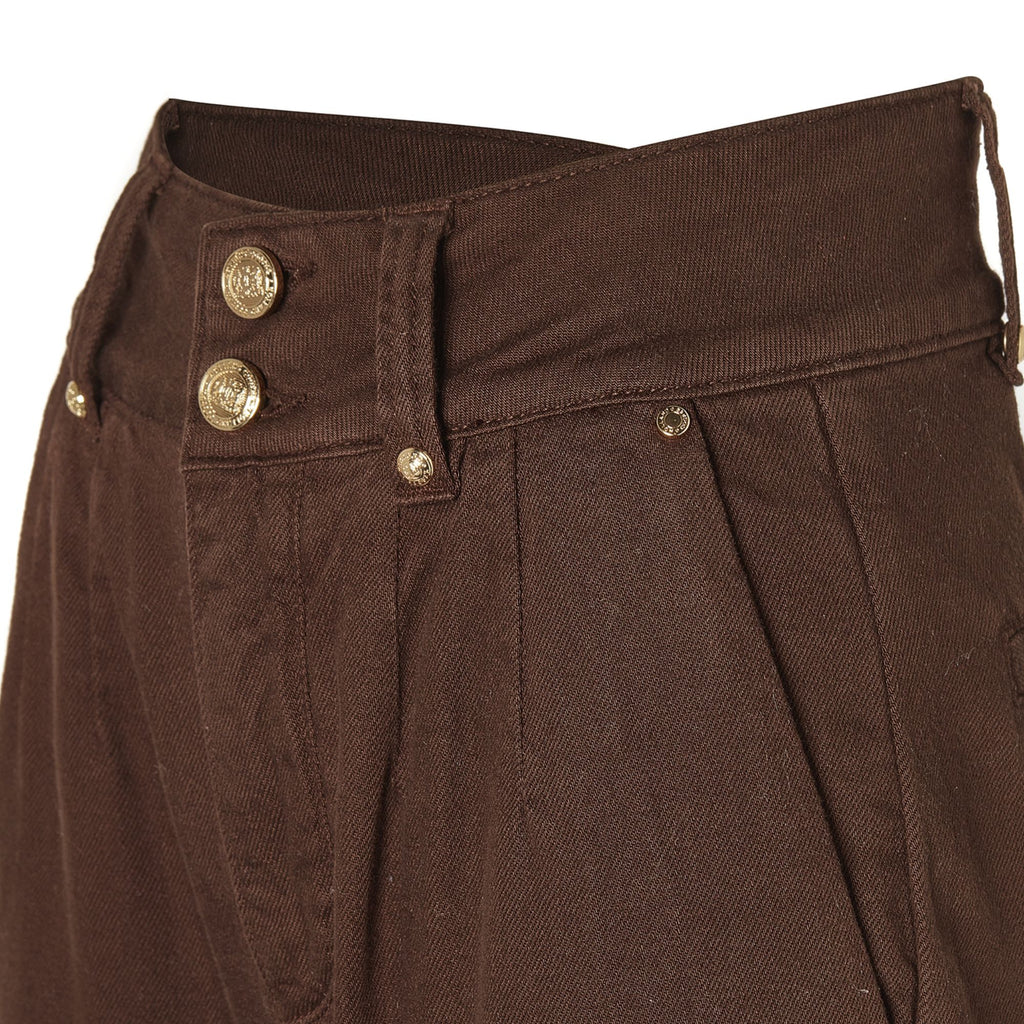 Holland Cooper Ladies Tailored Wide Leg Jean - Chocolate