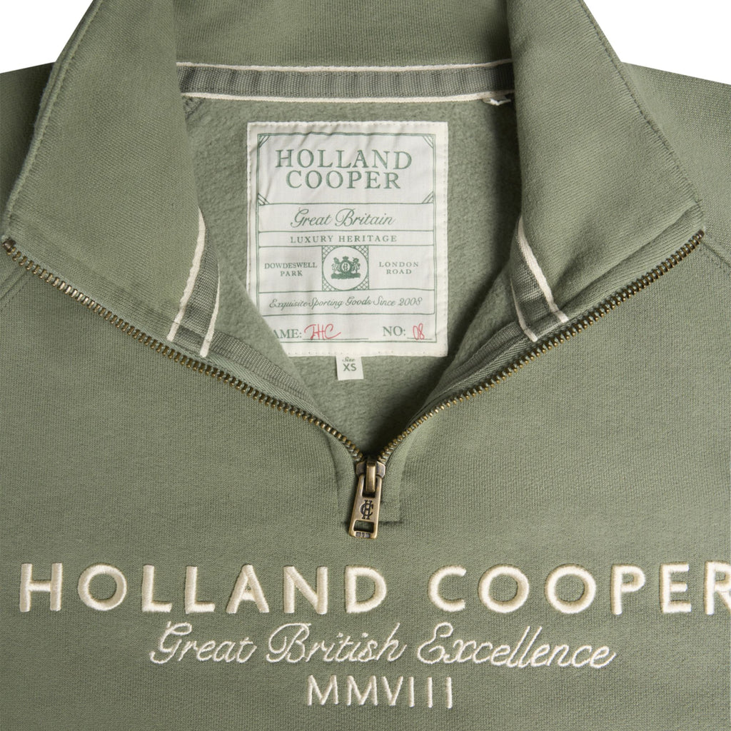 Holland Cooper Ladies Sporting Goods Zip Henley - Sage
