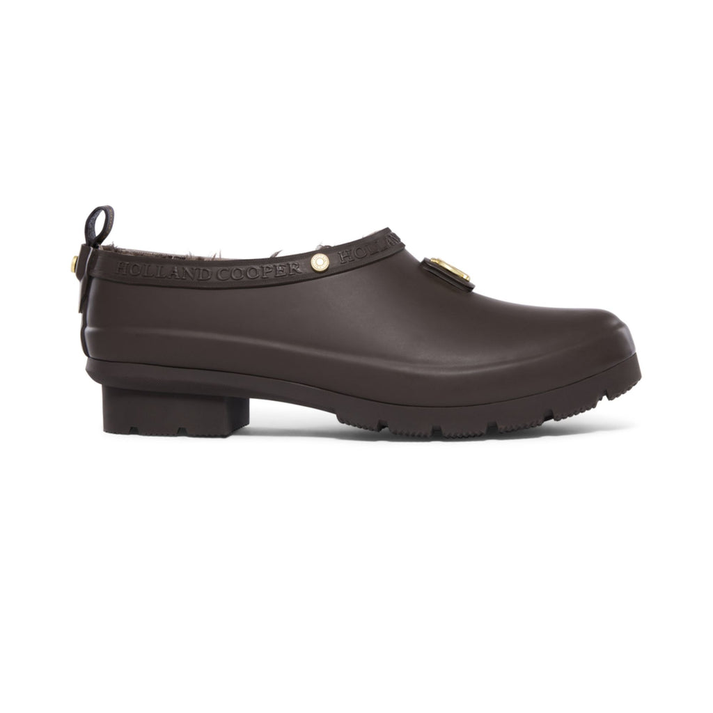 Holland Cooper Sherpa Lined Gardening Loafer - Chocolate Matte Gold