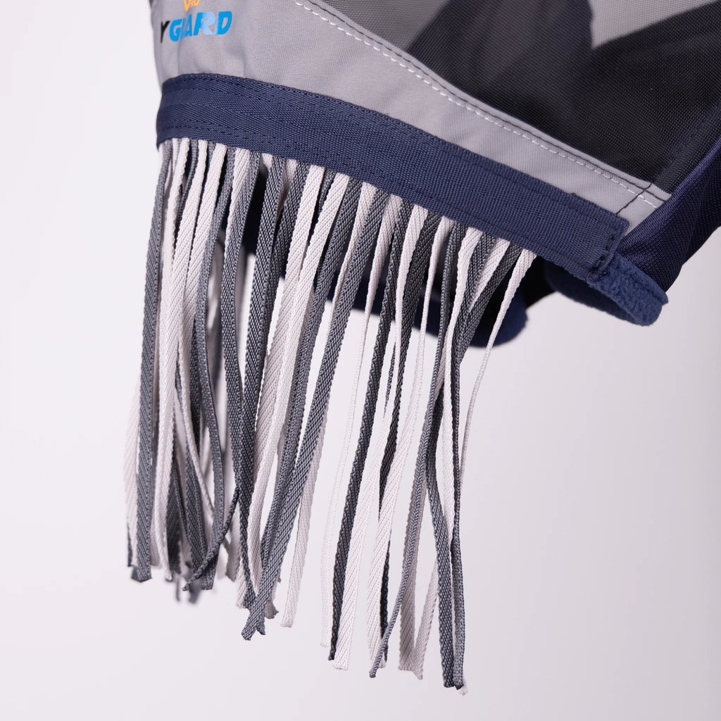 FlyGuard Pro Fine Mesh Fly Mask with Ears and Nose Fringe - Navy