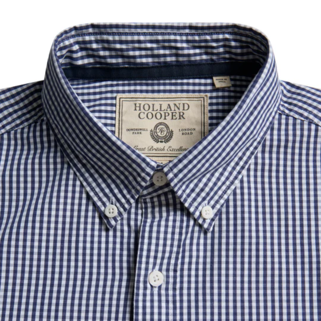 Holland Cooper Mens Slim Fit Button Down Shirt - Navy Gingham