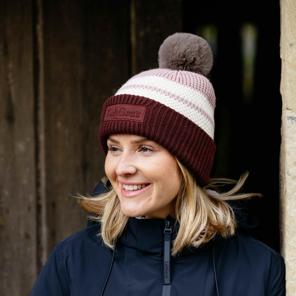 LeMieux x Sealskinz Waterproof Stripe Beanie - Dusty Pink