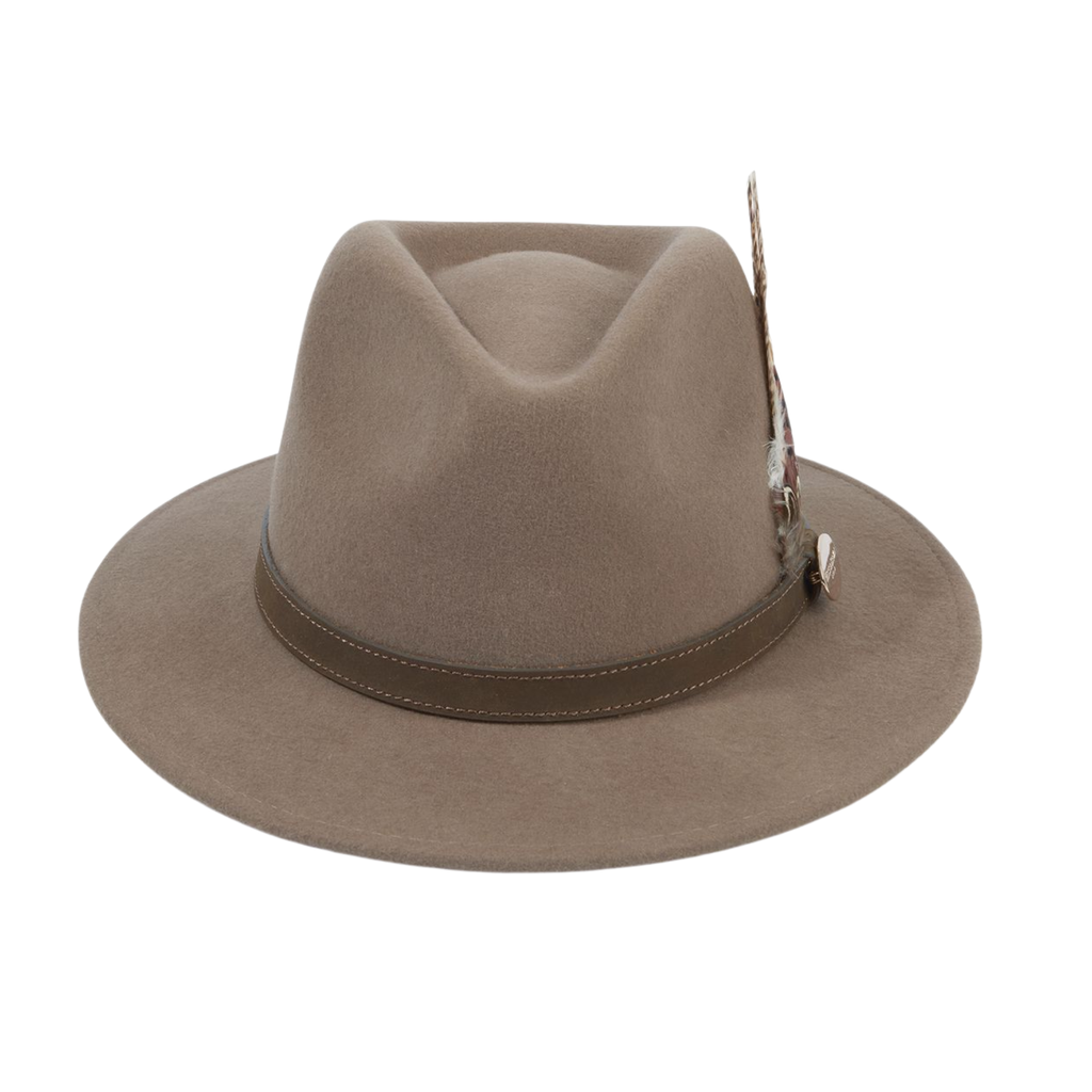Hicks and Brown The Suffolk Fedora Bronze Feather - Taupe