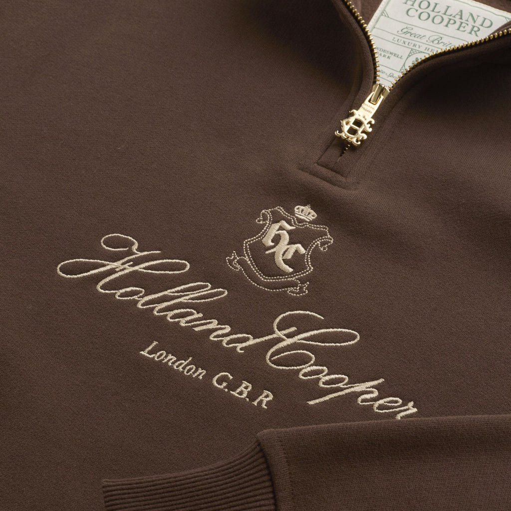 Holland Cooper Ladies Essential Relaxed Quarter Zip Sweat - Walnut
