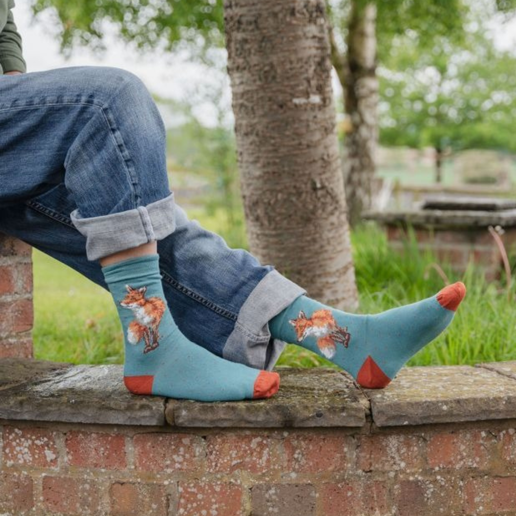 Wrendale Fox Mens Sock - Bright Eyed and Bushy Tailed