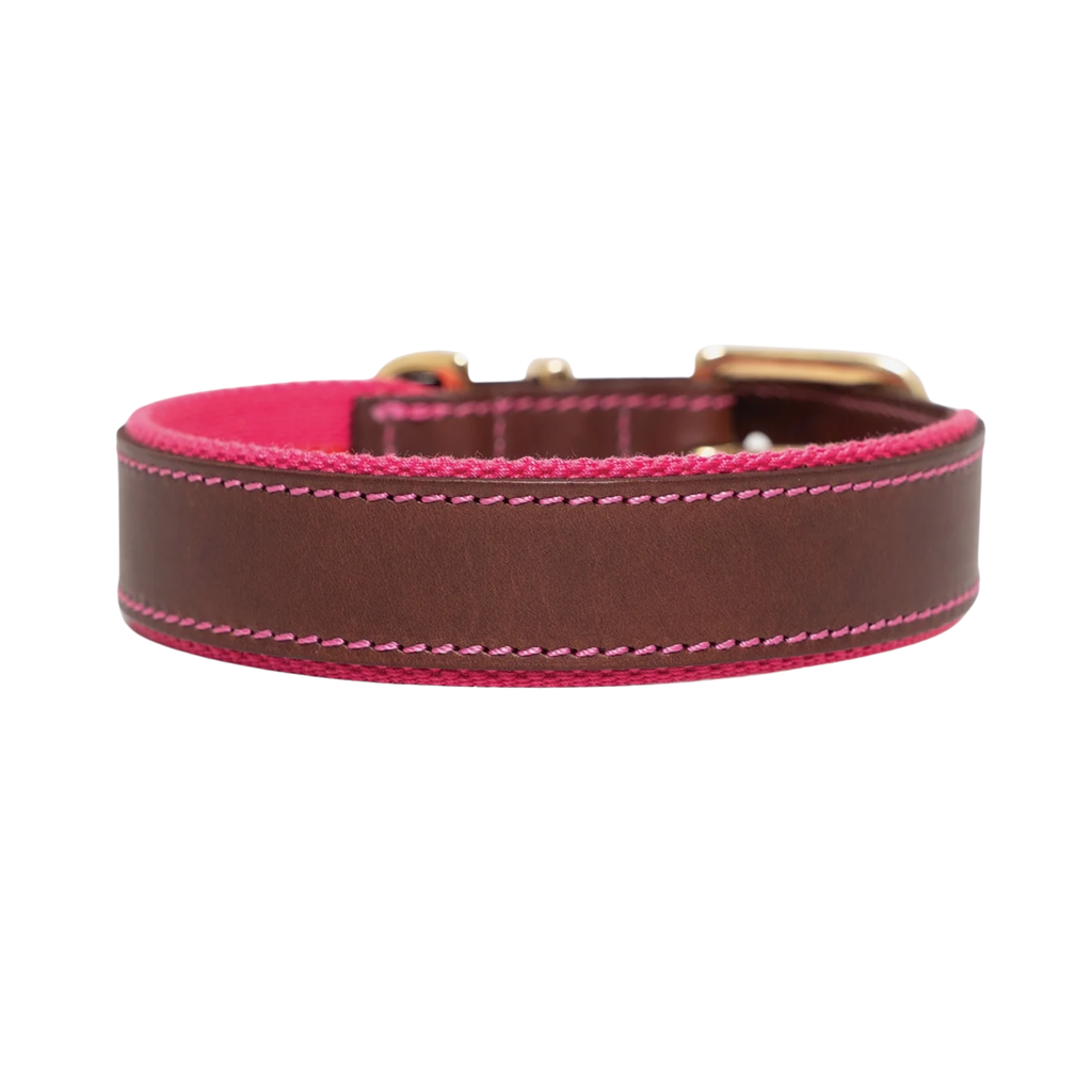 Ruff & Tumble Blakeney Leather Dog Collar - Fuschia
