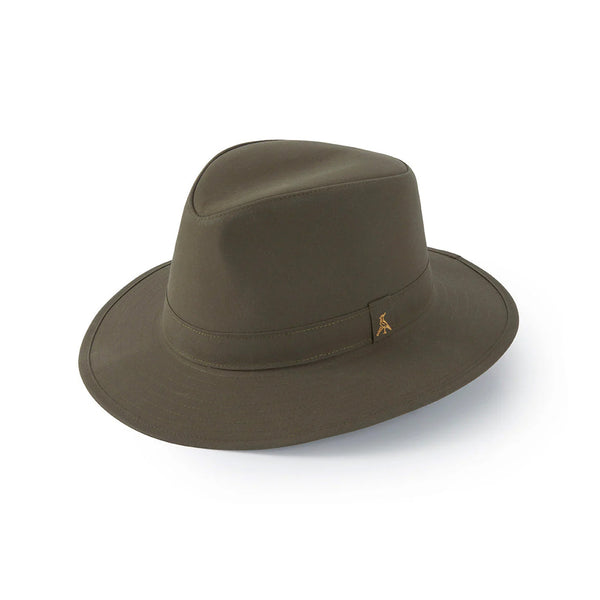 Hicks and Brown Darsham Wax Fedora - Olive