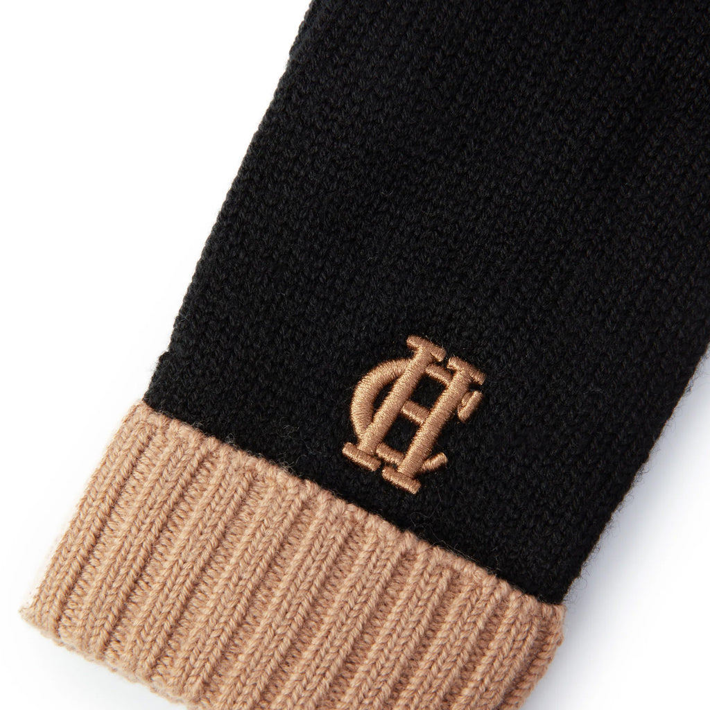 Holland Cooper  Chelsea Logo Knitted Gloves - Tan/Black