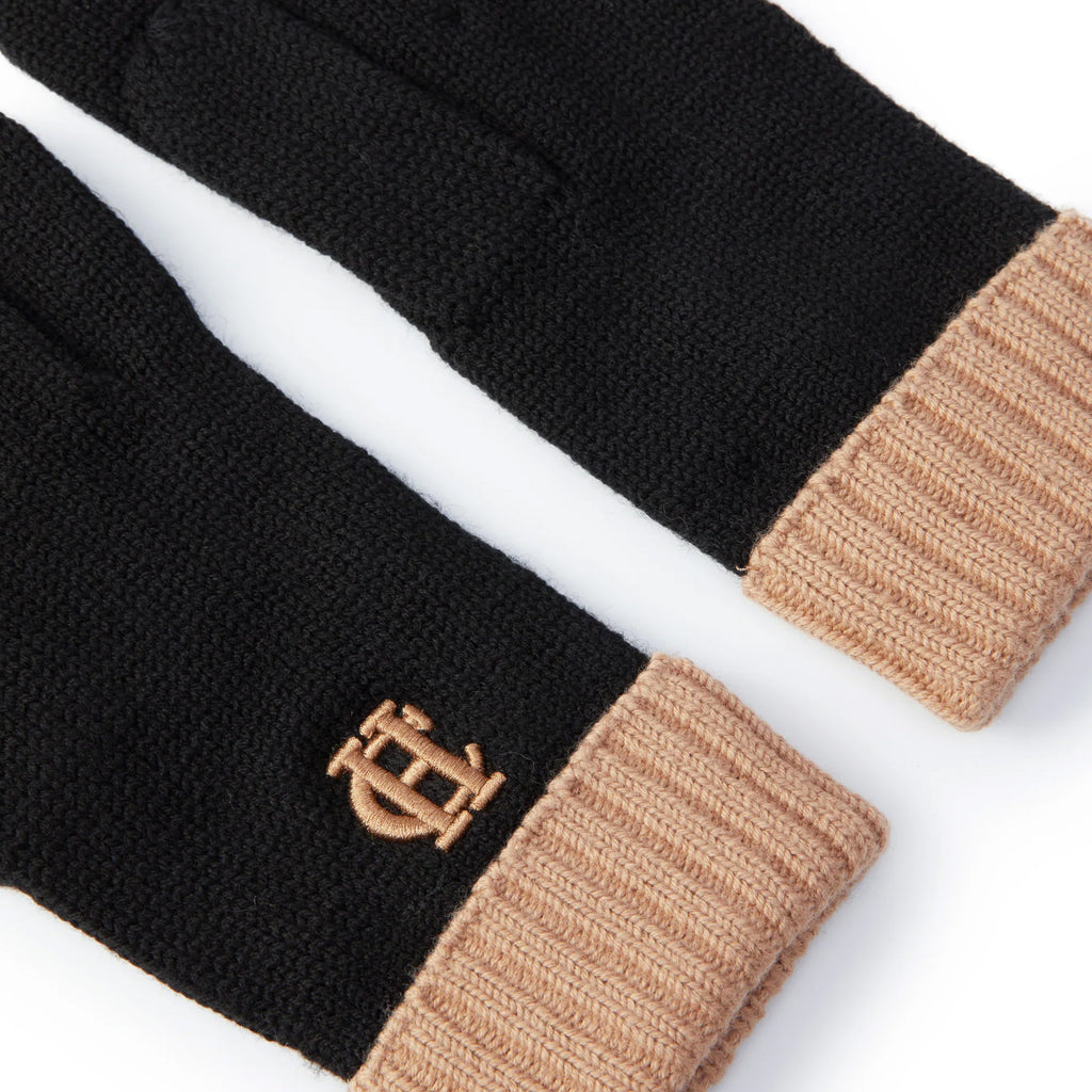 Holland Cooper  Chelsea Logo Knitted Gloves - Tan/Black