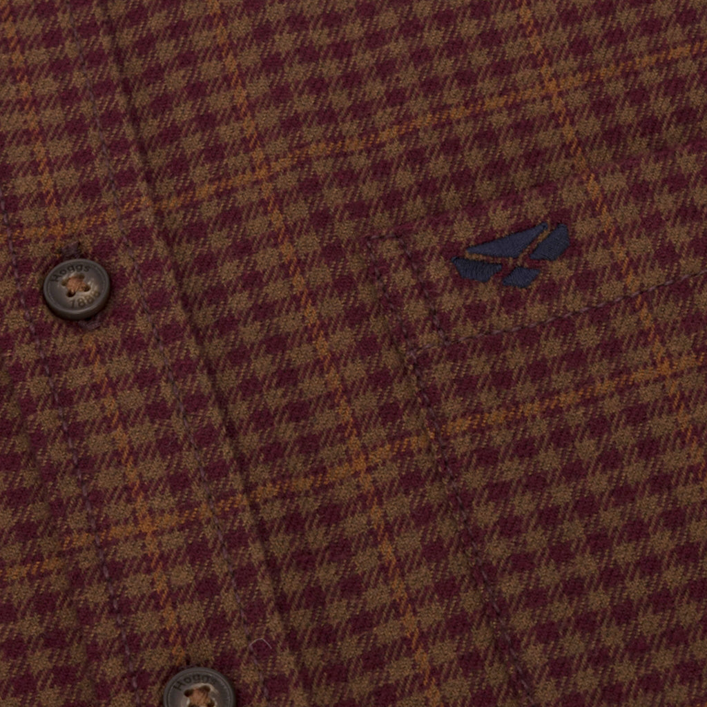 Hoggs of Fife Mens Harris Cotton/Wool Twill Check Shirt - Rust