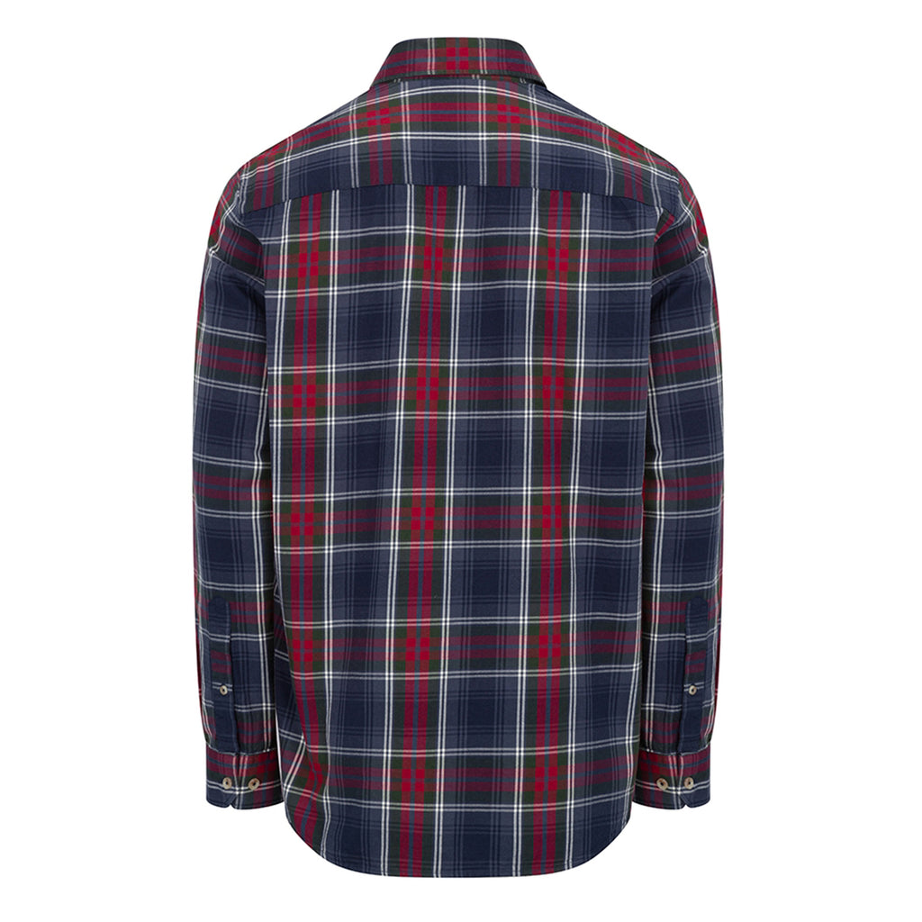 Hoggs of Fife Mens Taransay Plaid Twill Shirt - Navy/Green/Wine