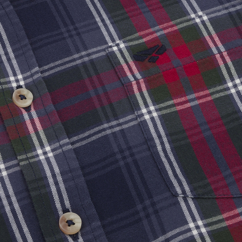 Hoggs of Fife Mens Taransay Plaid Twill Shirt - Navy/Green/Wine