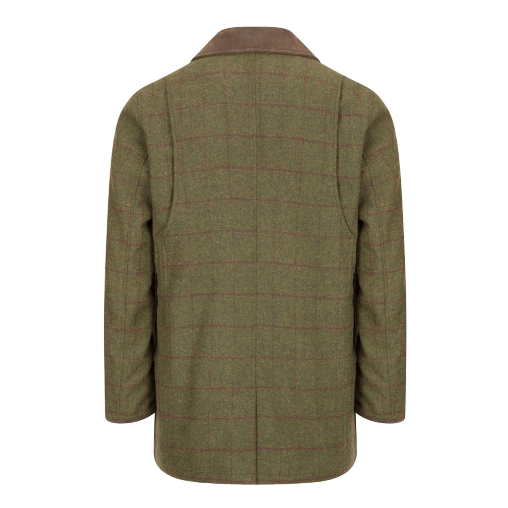Hoggs of Fife Mens Tummel Tweed Field Coat - Olive/Wine
