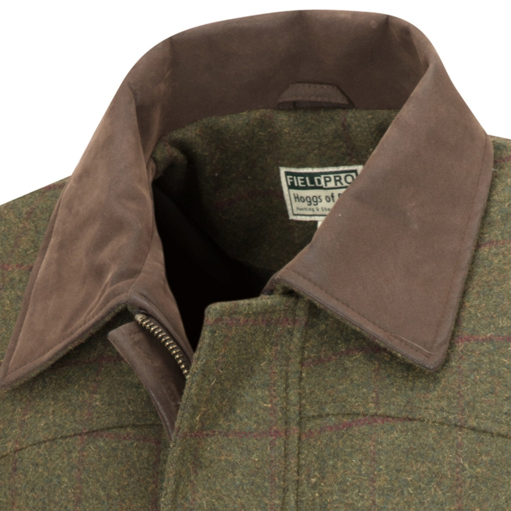 Hoggs of Fife Mens Tummel Tweed Field Coat - Olive/Wine