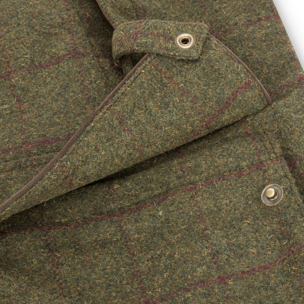 Hoggs of Fife Mens Tummel Tweed Field Coat - Olive/Wine