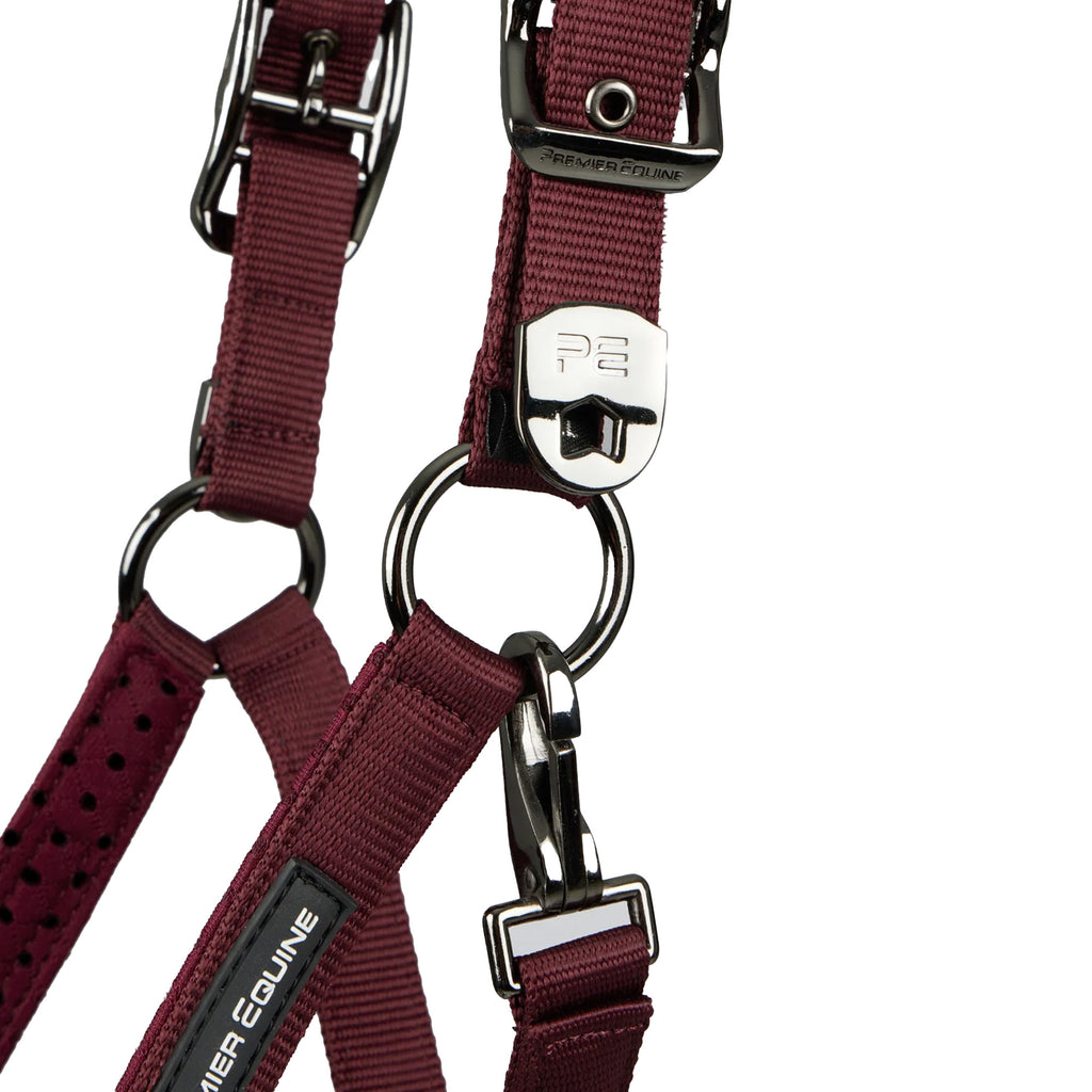 Premier Equine Necto 3D Mesh Head Collar with Lead Rope - Burgundy
