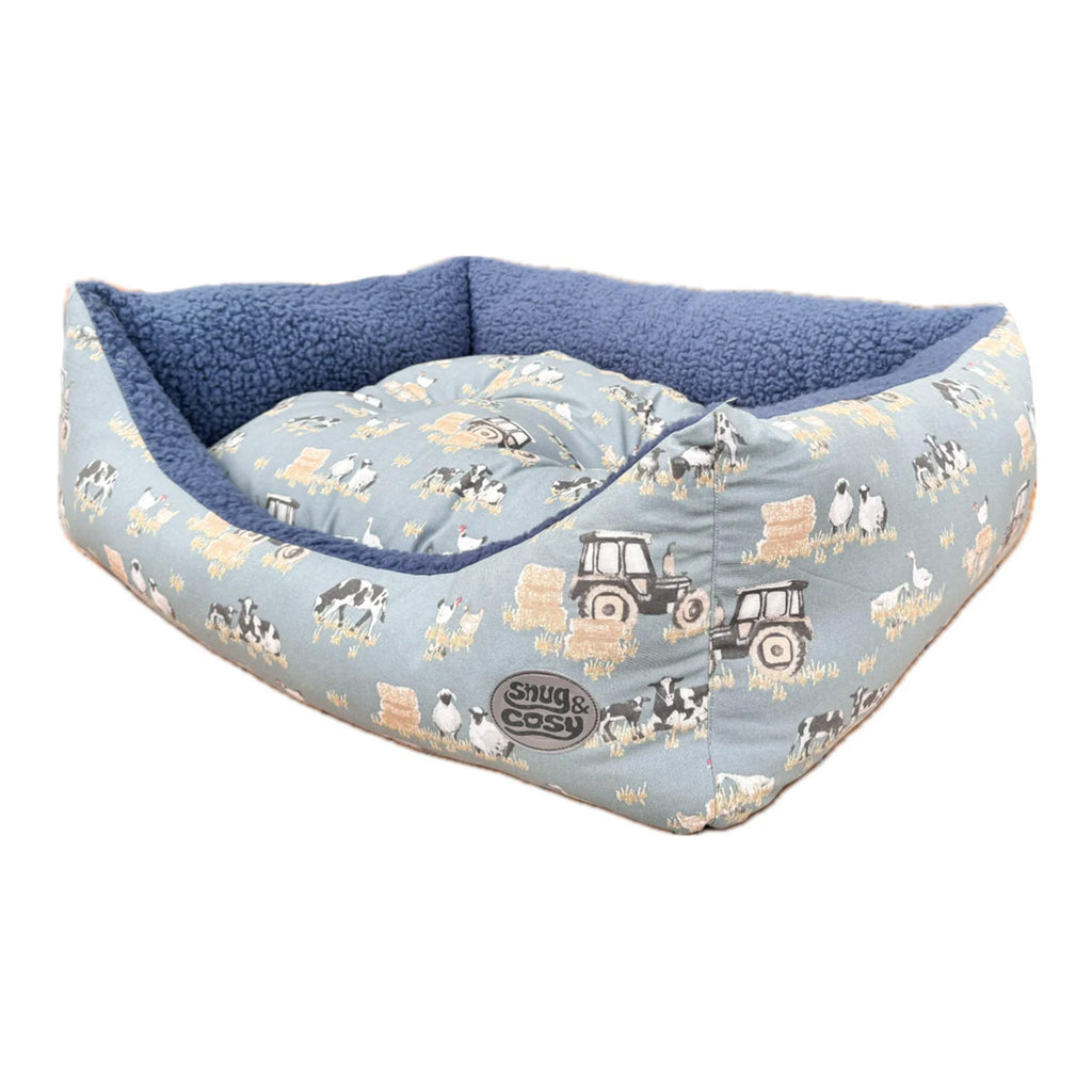 Snug and Cosy Farmyard Rectangle Bed - Blue