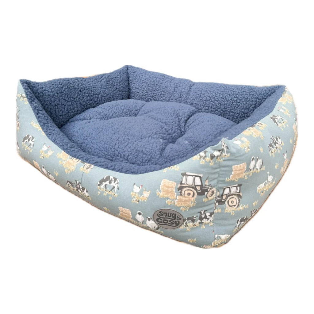 Snug and Cosy Farmyard Rectangle Bed - Blue