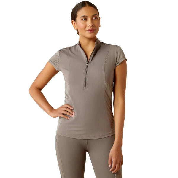 Ariat Ladies Breathe 1/2 Zip Cap Sleeve Baselayer - Plum Grey