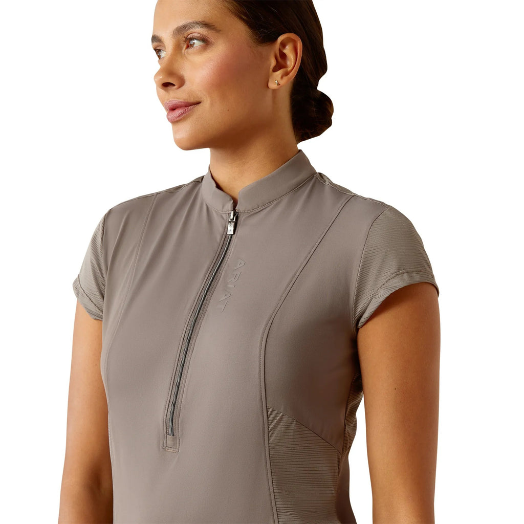 Ariat Ladies Breathe 1/2 Zip Cap Sleeve Baselayer - Plum Grey