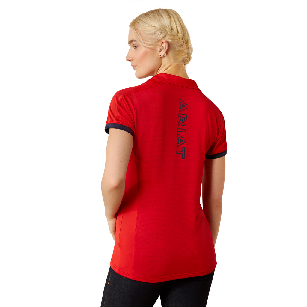 Ariat Ladies Bandera Team 1/4 Zip Polo - Weg Red