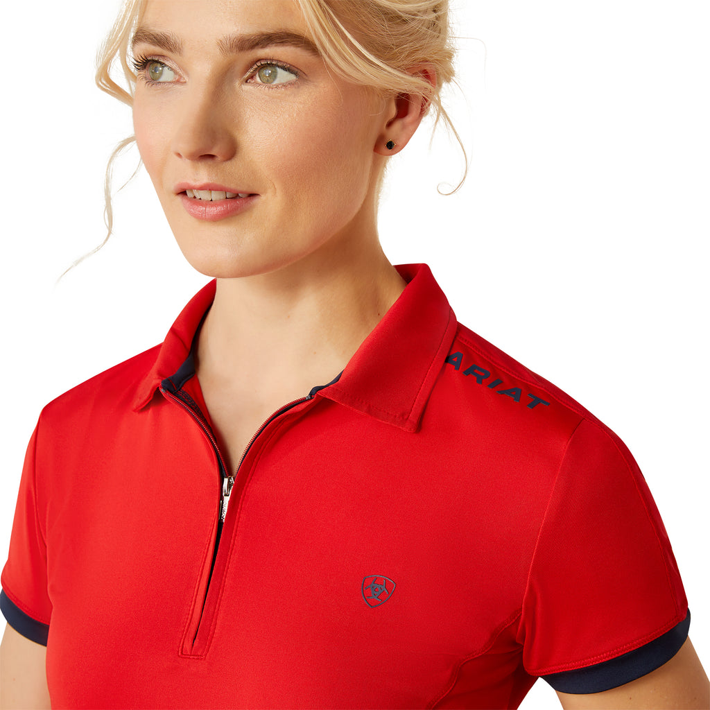 Ariat Ladies Bandera Team 1/4 Zip Polo - Weg Red