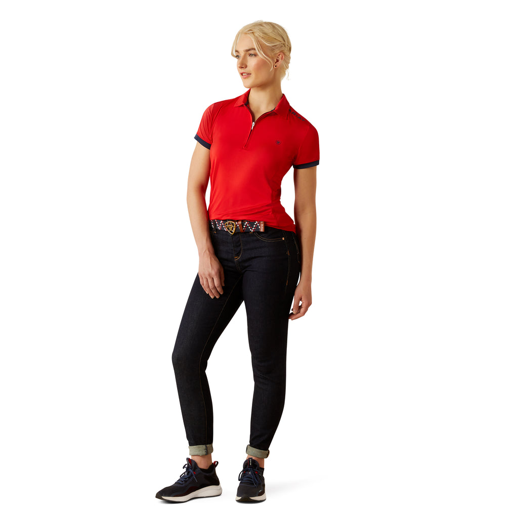 Ariat Ladies Bandera Team 1/4 Zip Polo - Weg Red