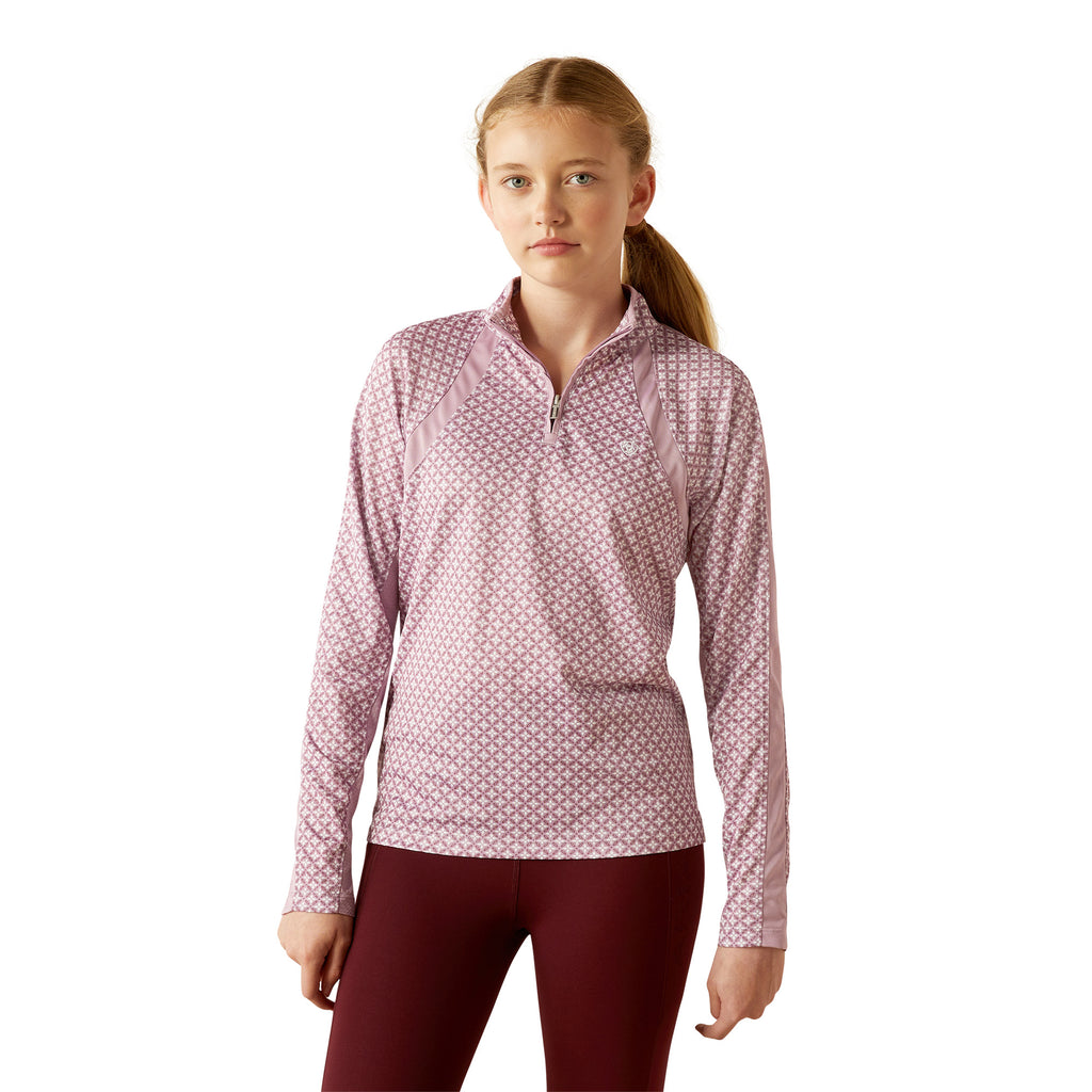 Ariat Youth Sunstopper 3.0 1/4 Zip Baselayer - Lavender Mist Tile