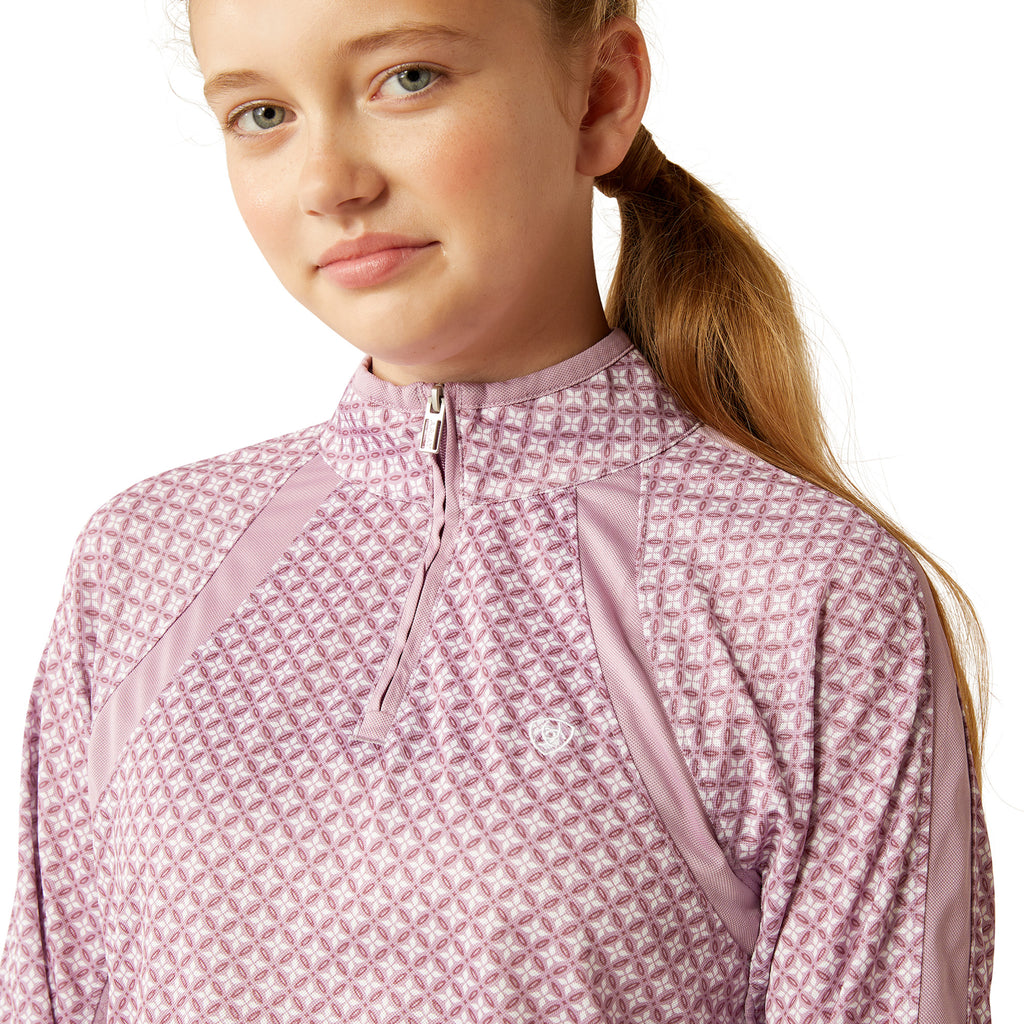 Ariat Youth Sunstopper 3.0 1/4 Zip Baselayer - Lavender Mist Tile