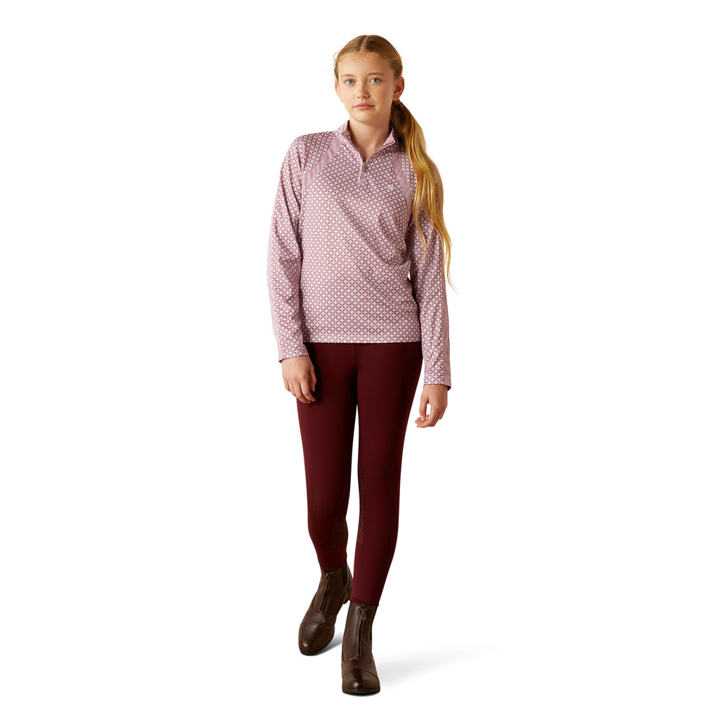Ariat Youth Sunstopper 3.0 1/4 Zip Baselayer - Lavender Mist Tile