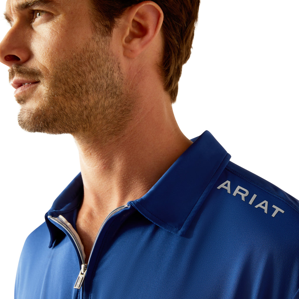 Ariat Mens Bandera 1/4 Zip Polo - Sodalite Blue
