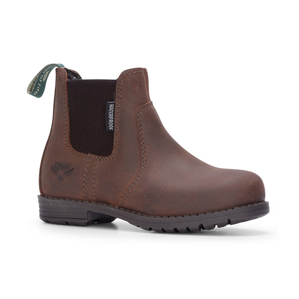 Hoggs of Fife Junior Shire Waterproof Dealer Boot - Brown Waxy