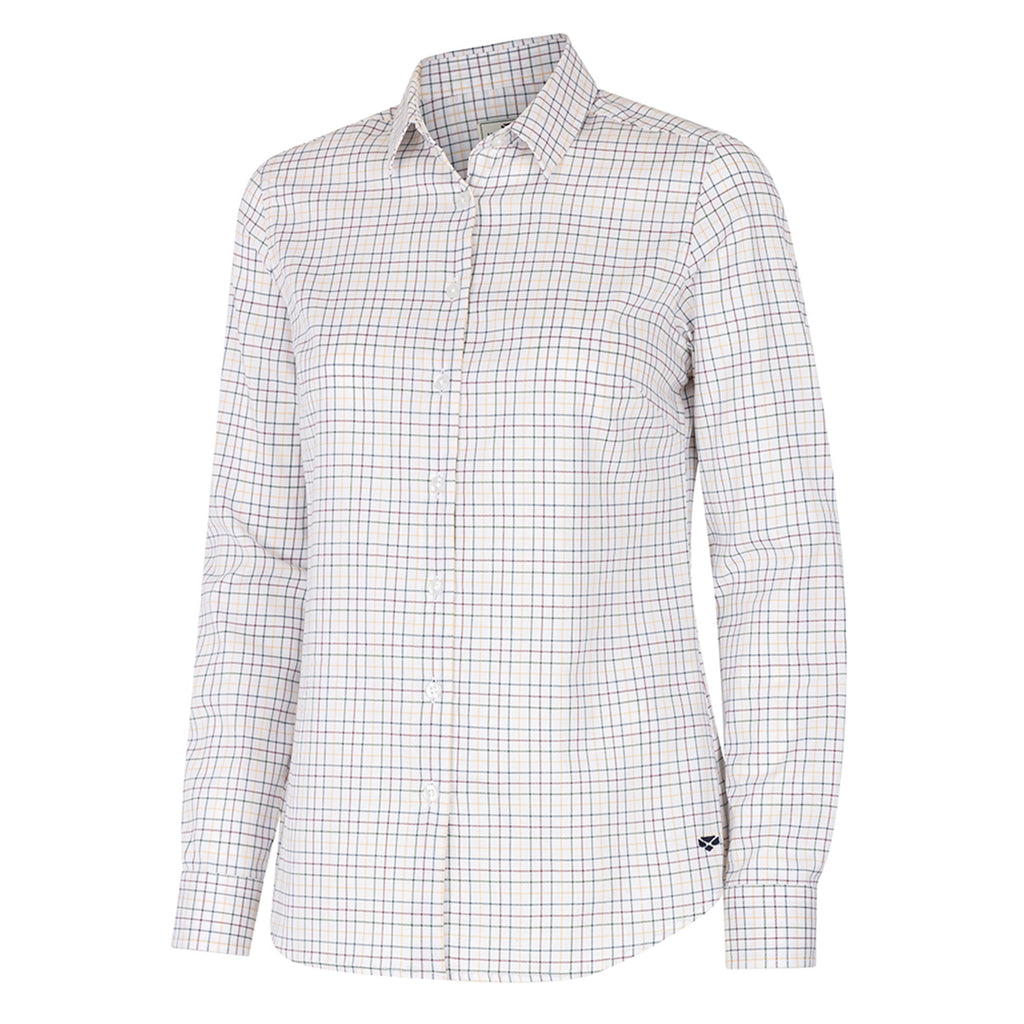 Hoggs of Fife Ladies Callie Twill Shirt - White/Pink/Blue