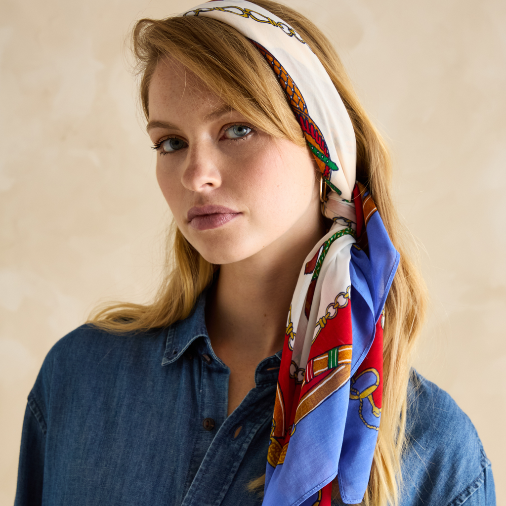 Joules Ladies Middleton Scarf - Blue/Neutral
