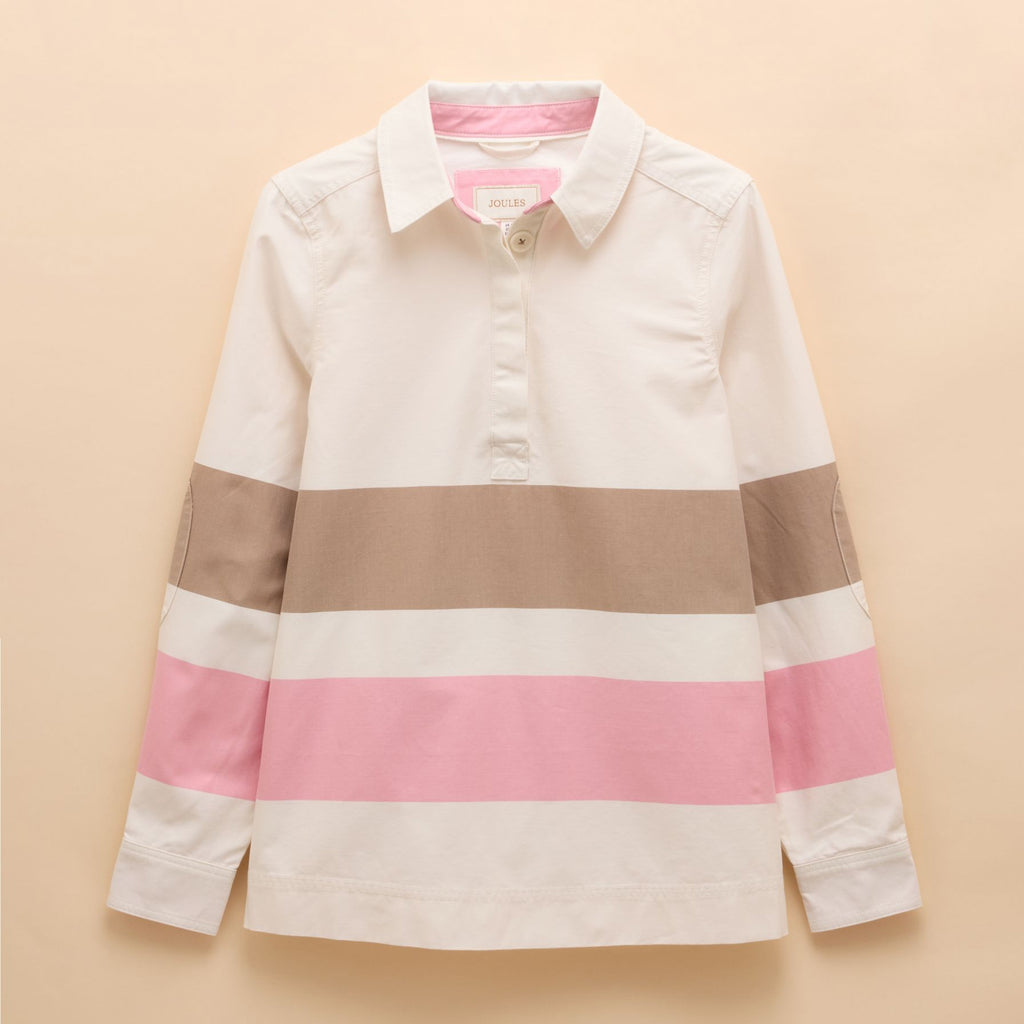 Joules Ladies Brinley Deck Shirt - Tan/Pink